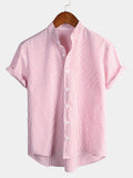 Chemise à Manches Courtes avec Col Haut pour Homme