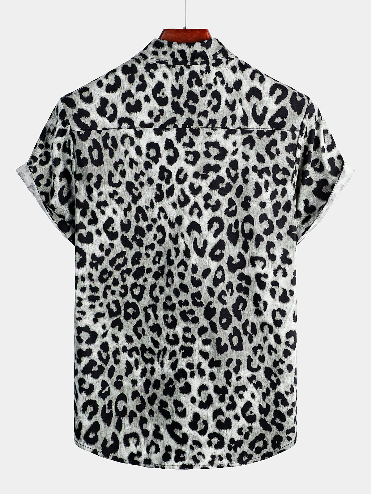 Chemise à manches courtes à boutons léopard blanc pour homme