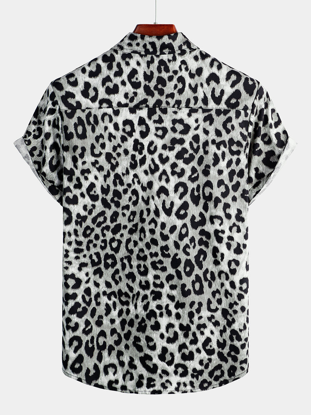 Chemise décontractée à manches courtes en coton pour hommes à imprimé animal léopard blanc guépard rock