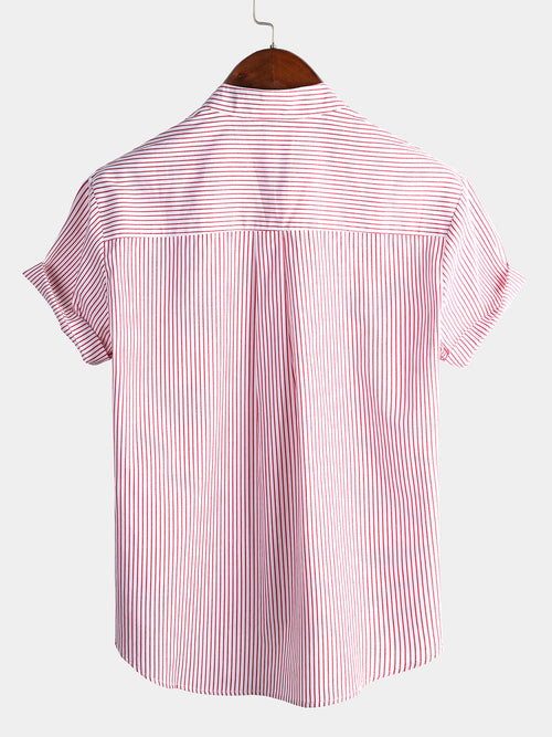 Chemise à Manches Courtes avec Col Haut pour Homme
