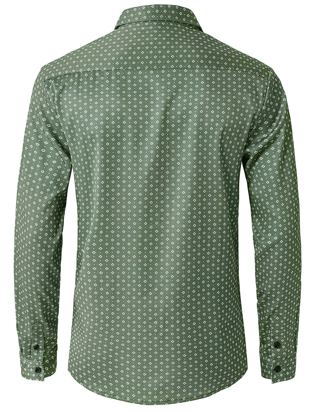 Chemise à manches longues verte à imprimé géométrique rétro pour homme