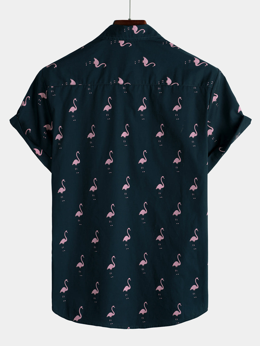 Chemise à manches courtes décontractée hawaïenne pour homme avec motif animal flamant rose
