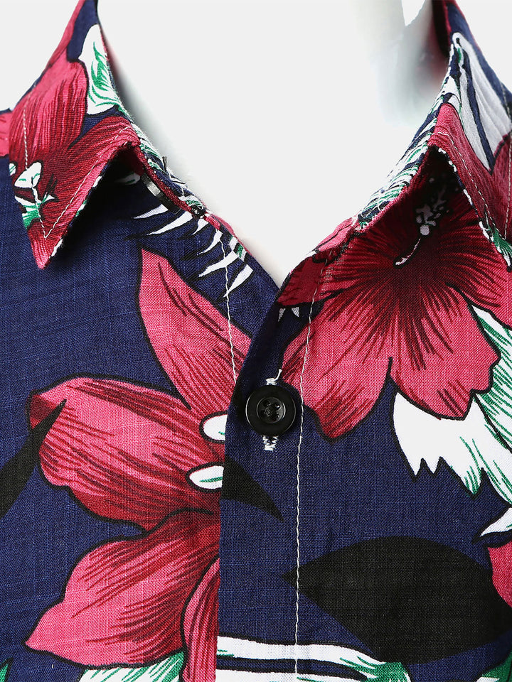 Chemise à manches courtes pour enfants, imprimé floral hawaïen, tropical, Aloha, vacances, été, plage