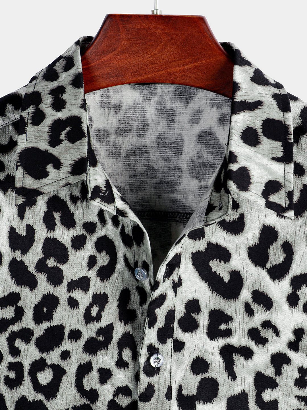 Chemise décontractée à manches courtes en coton pour hommes à imprimé animal léopard blanc guépard rock