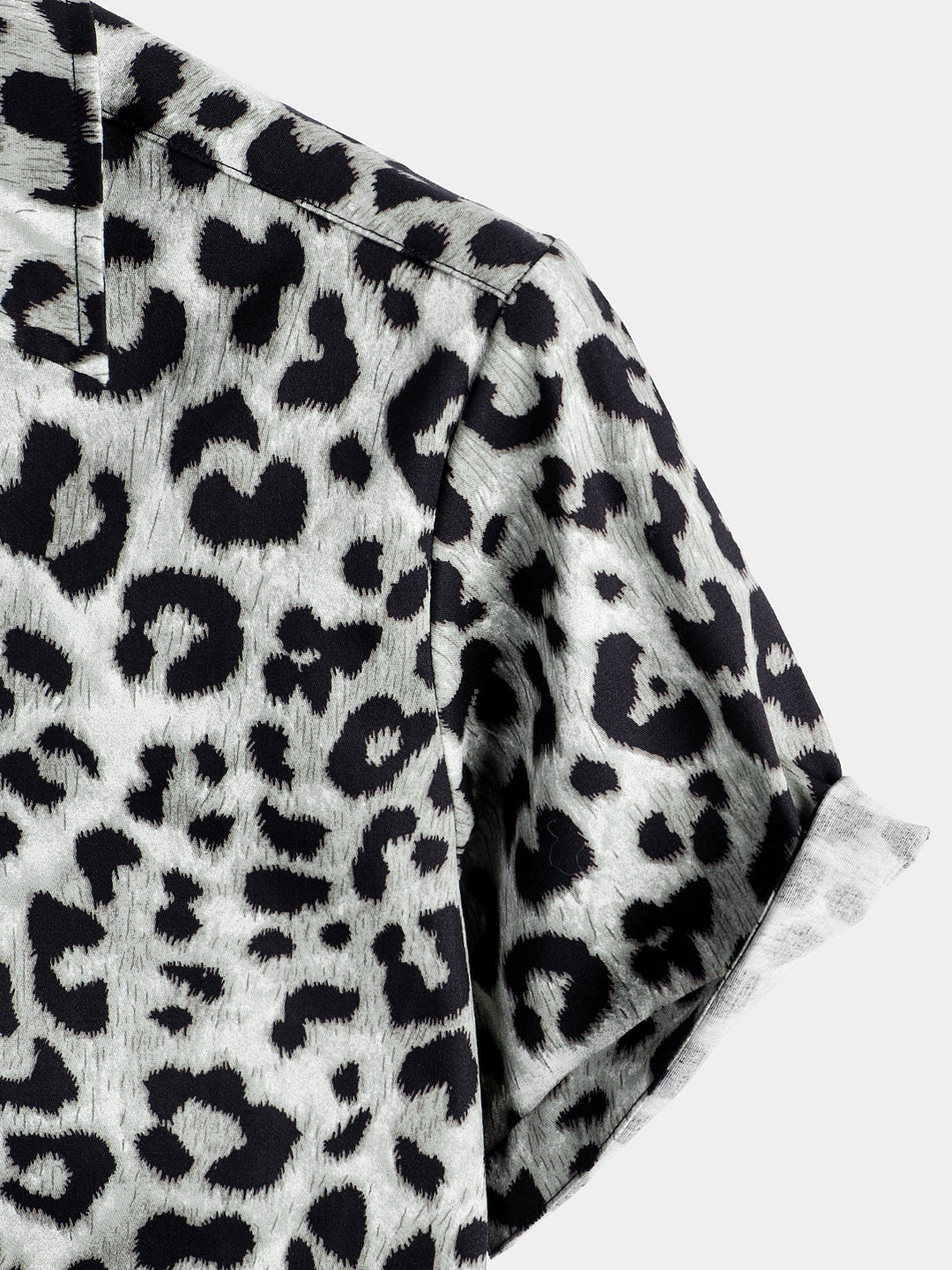 Chemise décontractée à manches courtes en coton pour hommes à imprimé animal léopard blanc guépard rock