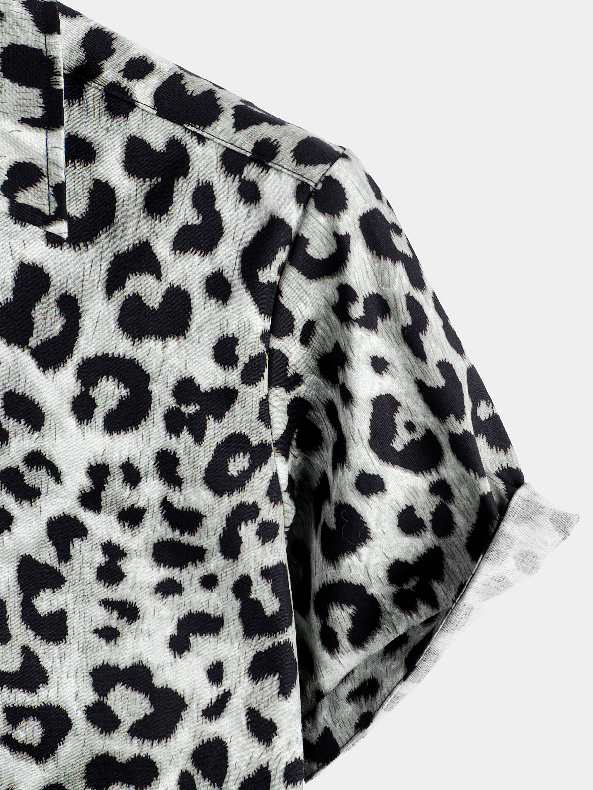 Chemise décontractée à manches courtes en coton pour hommes à imprimé animal léopard blanc guépard rock