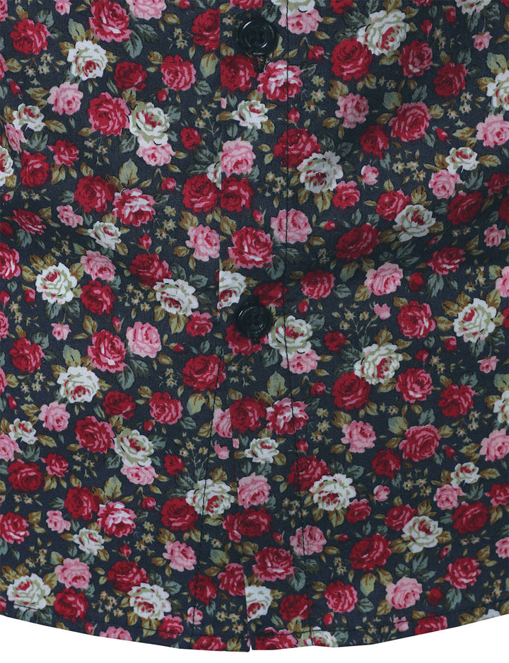 Chemise à manches longues en coton respirant à imprimé floral pour homme des années 70