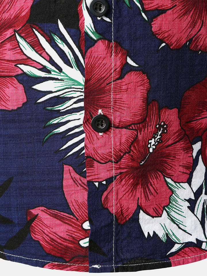 Chemise à manches courtes pour enfants, imprimé floral hawaïen, tropical, Aloha, vacances, été, plage