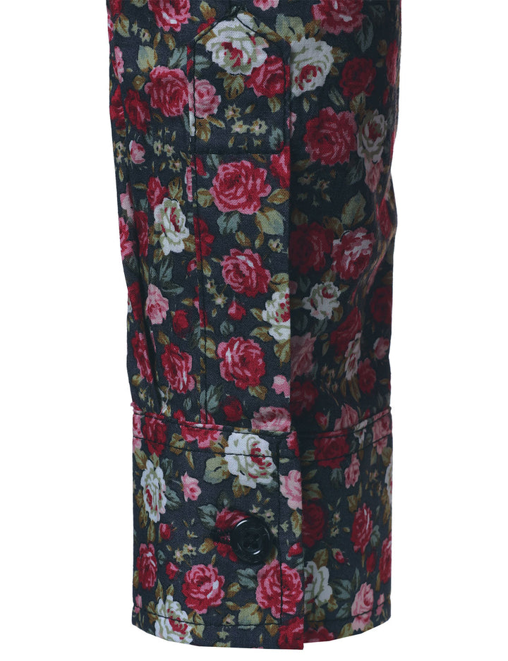 Chemise à manches longues en coton respirant à imprimé floral pour homme des années 70
