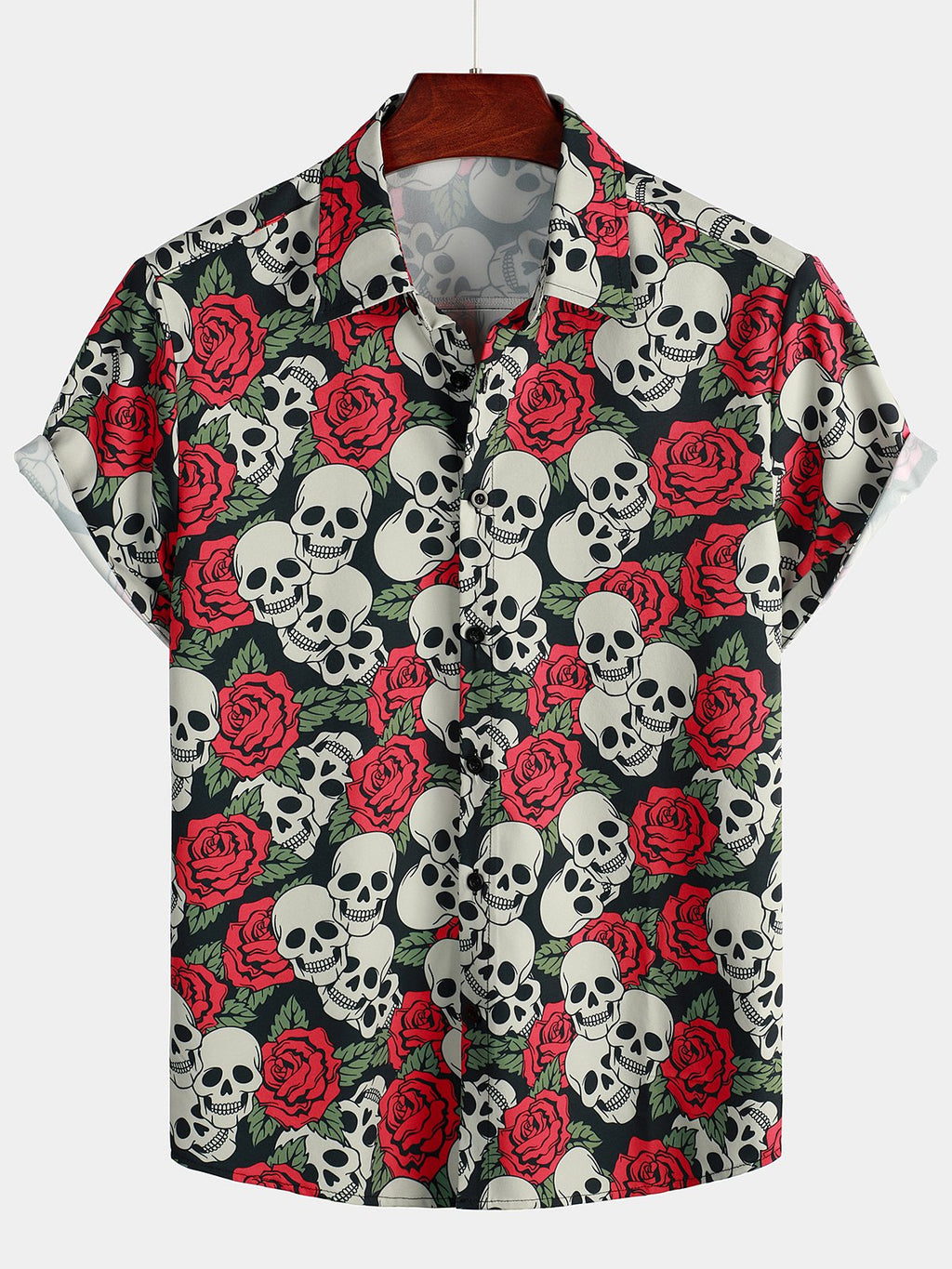 Chemise à manches courtes à imprimé crâne drôle pour hommes
