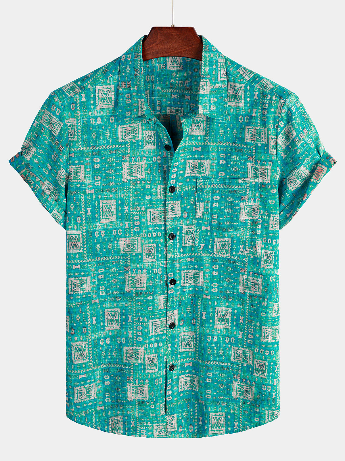 Chemise hawaïenne imprimée à manches courtes pour hommes