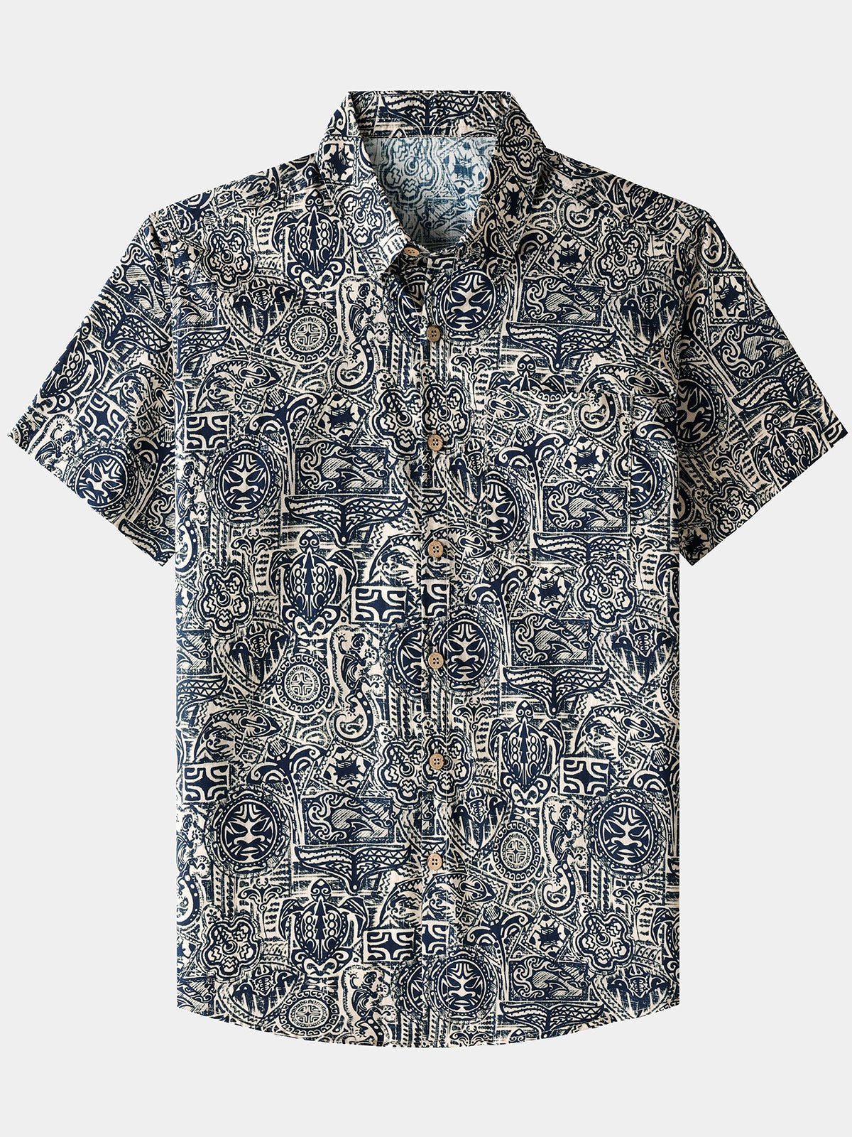 Chemise Homme Motif Tribal Manches Courtes
