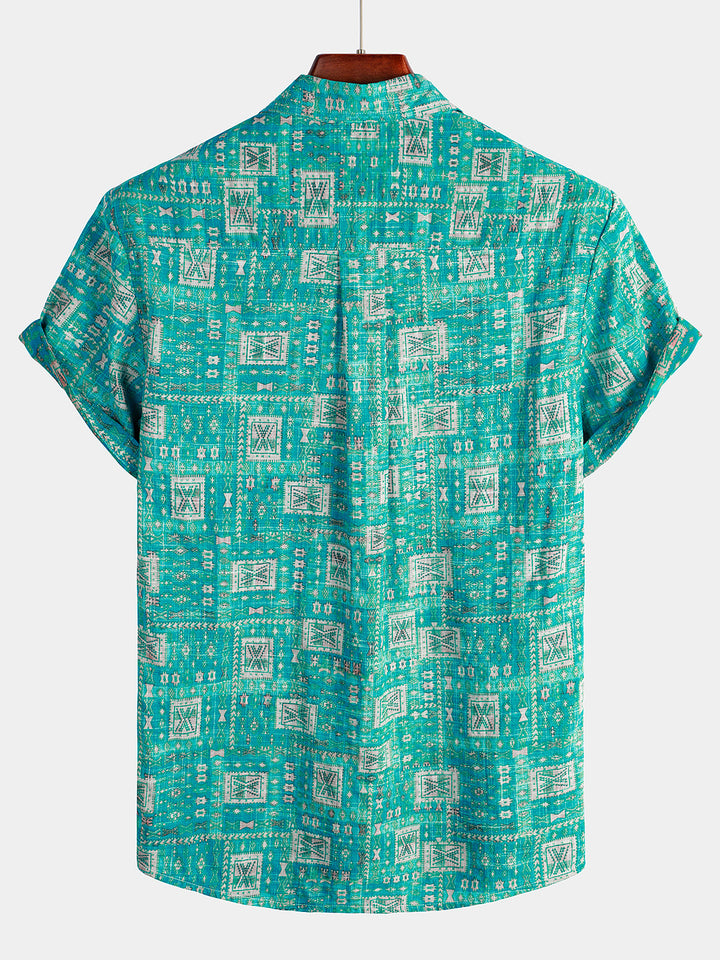 Chemise hawaïenne imprimée à manches courtes pour hommes