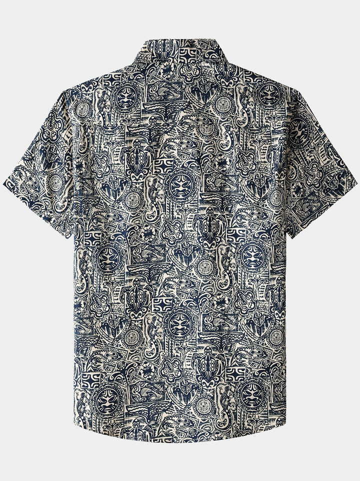 Chemise Homme Motif Tribal Manches Courtes