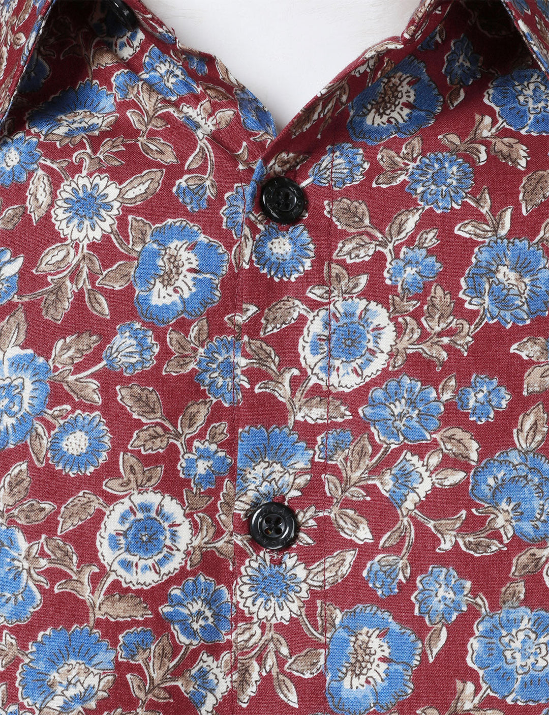 Chemise à manches longues rouge en coton respirant à imprimé floral des années 70 pour homme