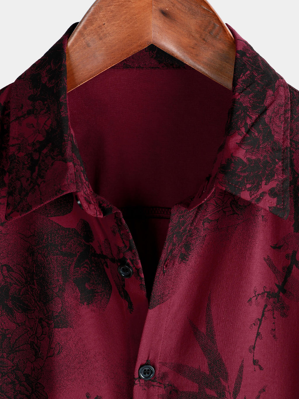 Chemise hawaïenne à manches courtes et boutons respirante pour homme, motif floral vintage rouge, pour les vacances d'été