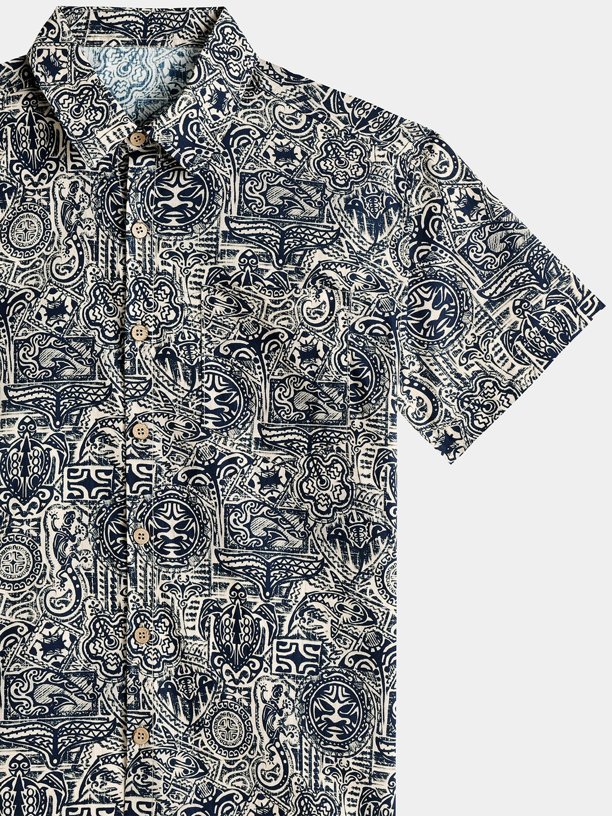 Chemise Homme Motif Tribal Manches Courtes