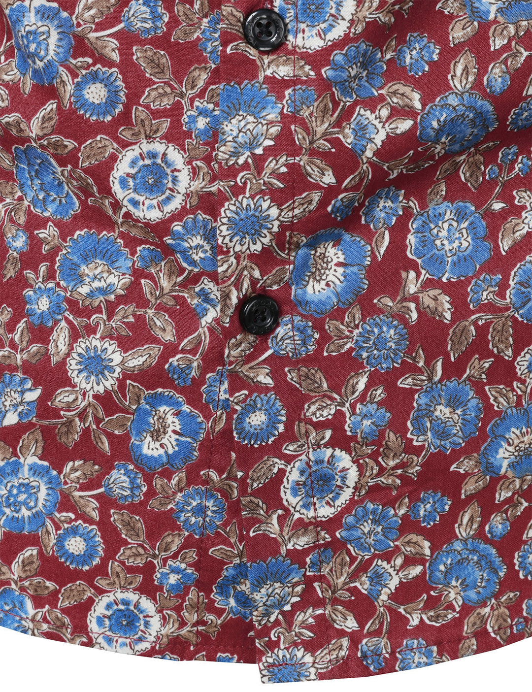 Chemise à manches longues rouge en coton respirant à imprimé floral des années 70 pour homme