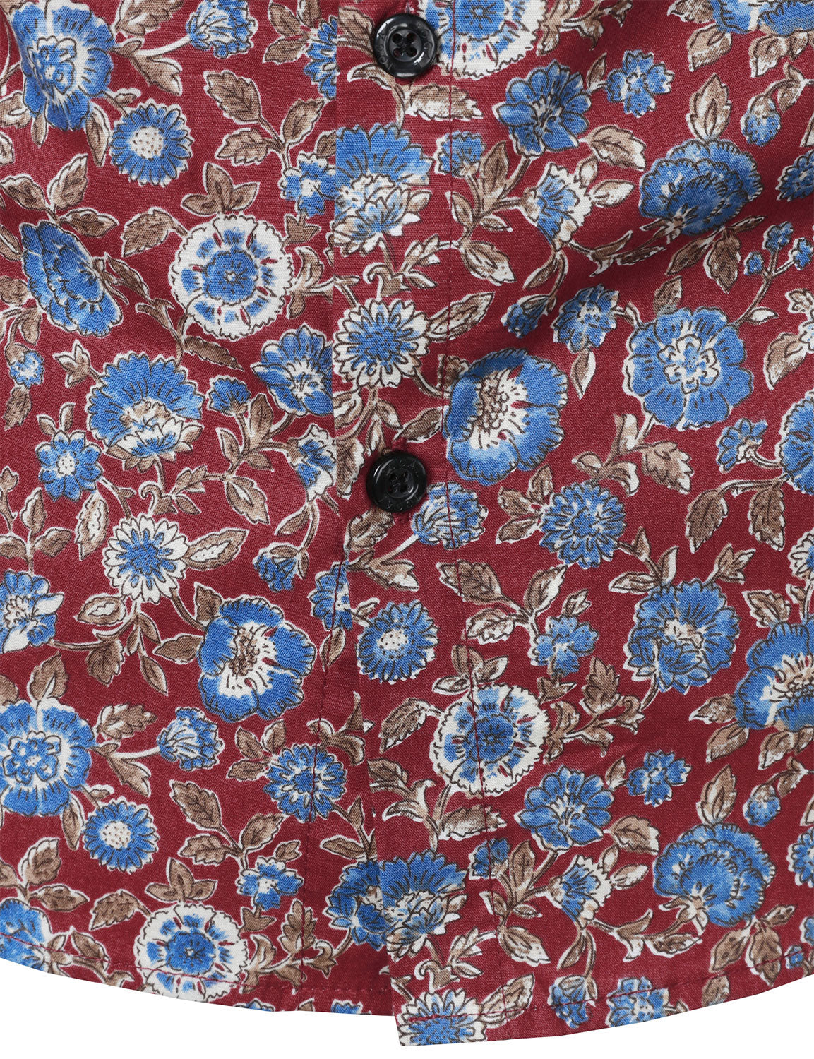 Chemise à manches longues rouge en coton respirant à imprimé floral des années 70 pour homme