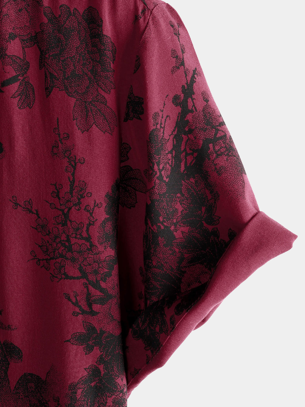 Chemise hawaïenne à manches courtes et boutons respirante pour homme, motif floral vintage rouge, pour les vacances d'été