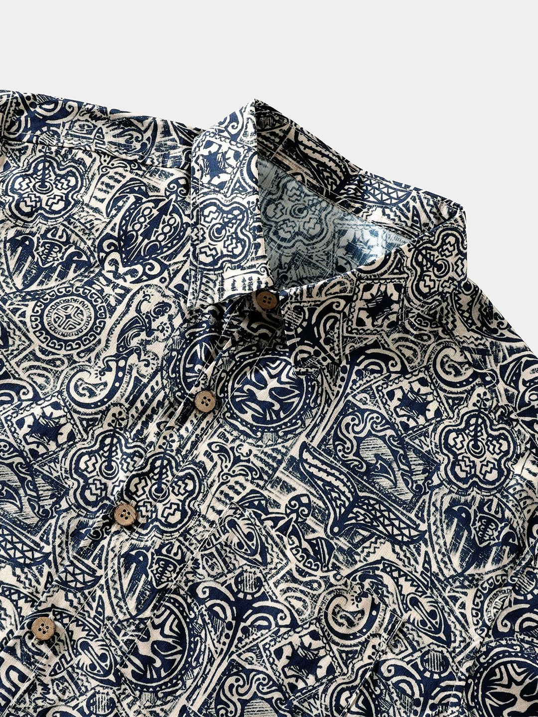 Chemise Homme Motif Tribal Manches Courtes