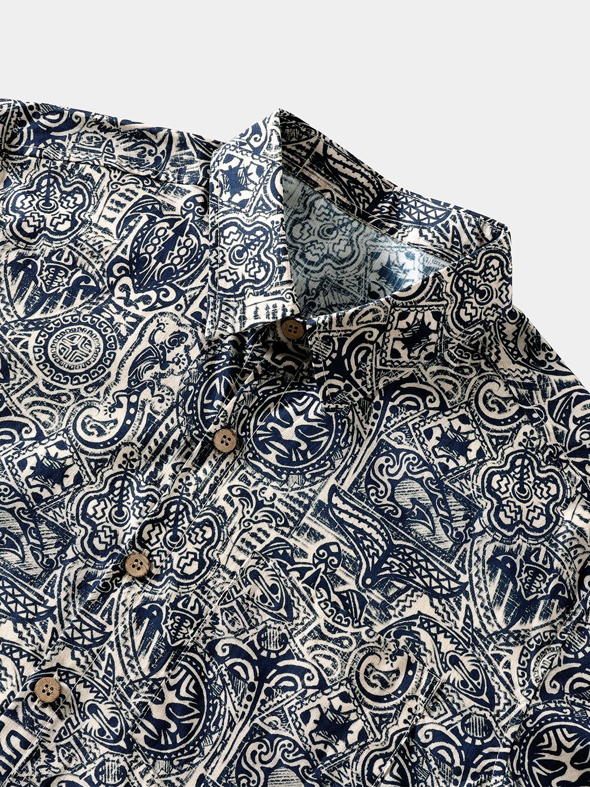 Chemise Homme Motif Tribal Manches Courtes