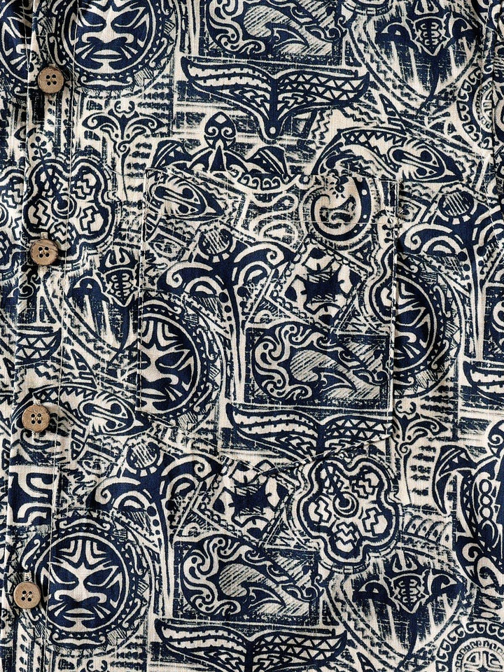 Chemise Homme Motif Tribal Manches Courtes