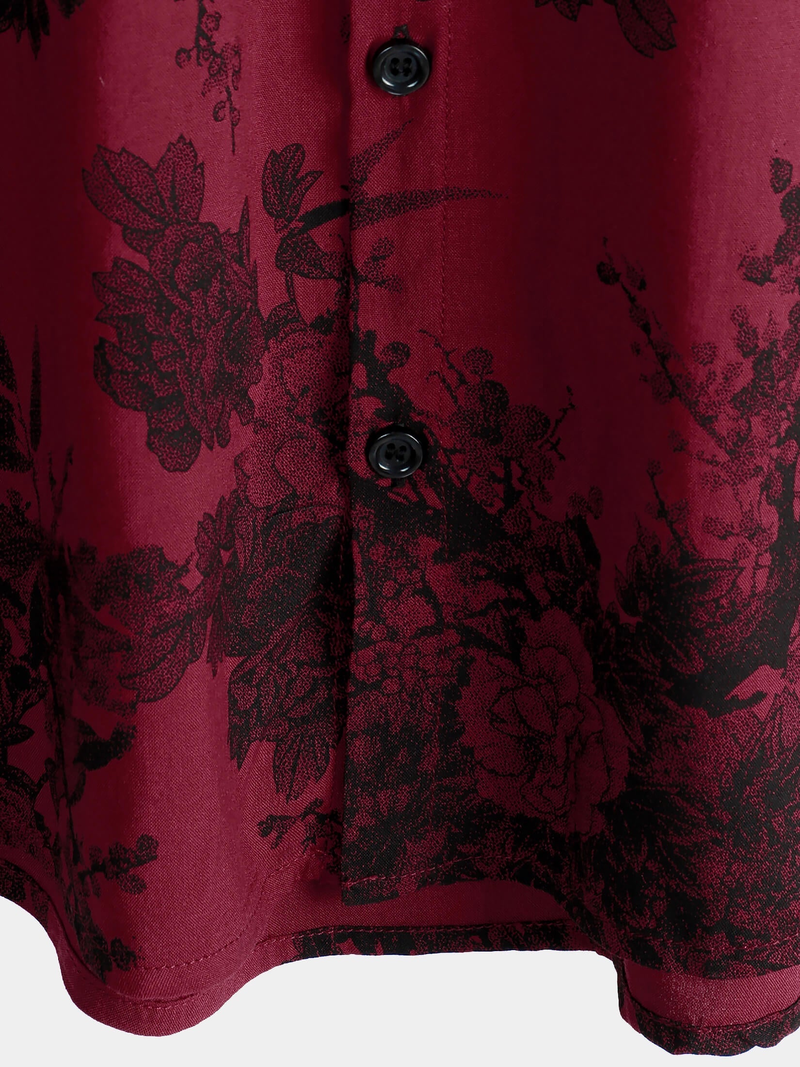 Chemise hawaïenne à manches courtes et boutons respirante pour homme, motif floral vintage rouge, pour les vacances d'été