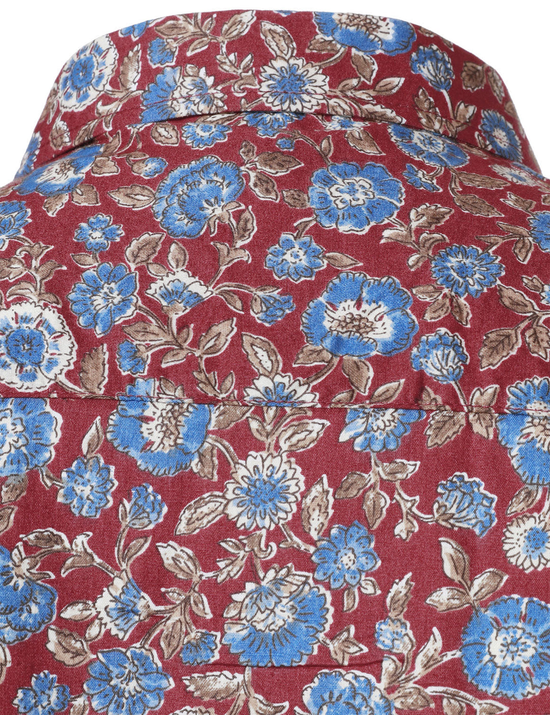 Chemise à manches longues rouge en coton respirant à imprimé floral des années 70 pour homme