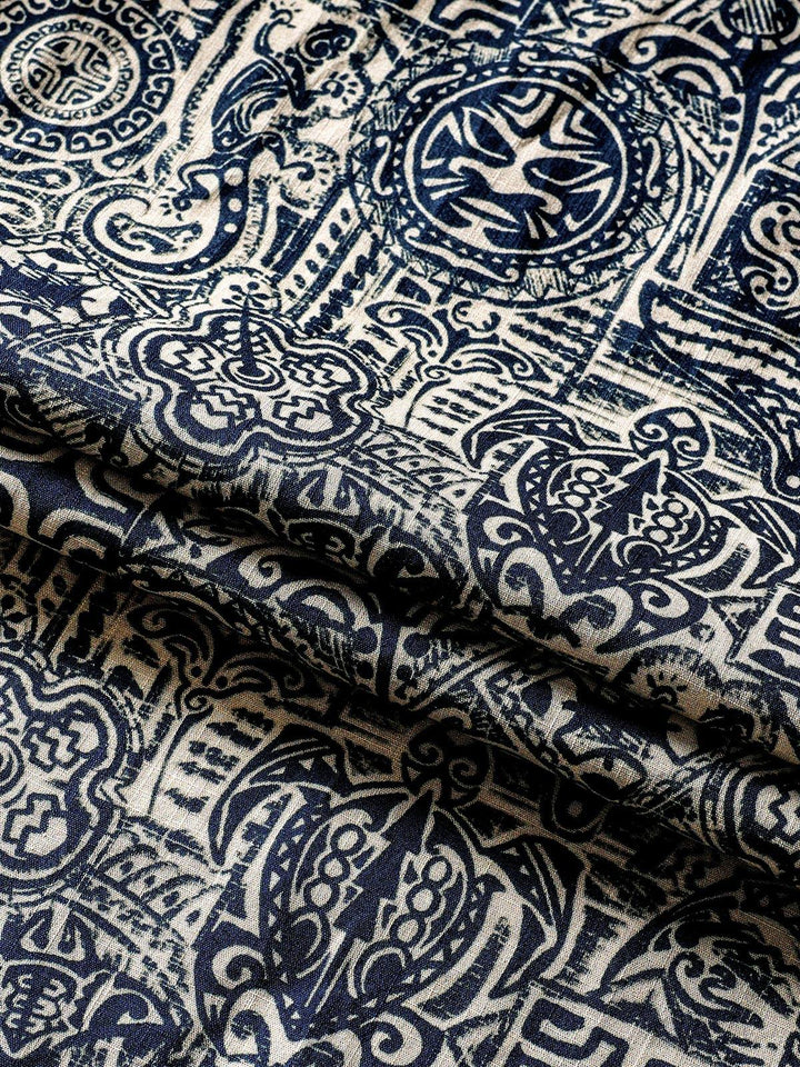 Chemise Homme Motif Tribal Manches Courtes