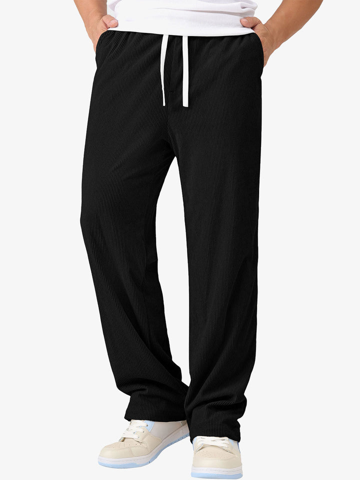 Pantalon décontracté en velours côtelé avec cordon de serrage et taille élastique pour homme