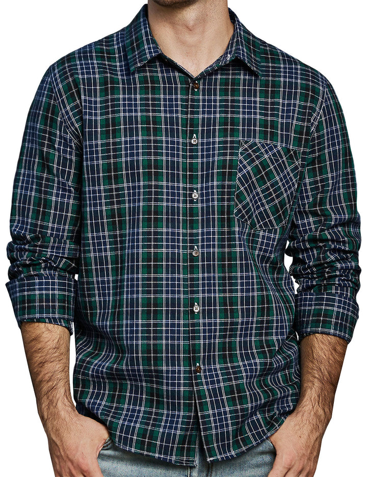 Chemise à manches longues décontractée à carreaux rétro pour hommes