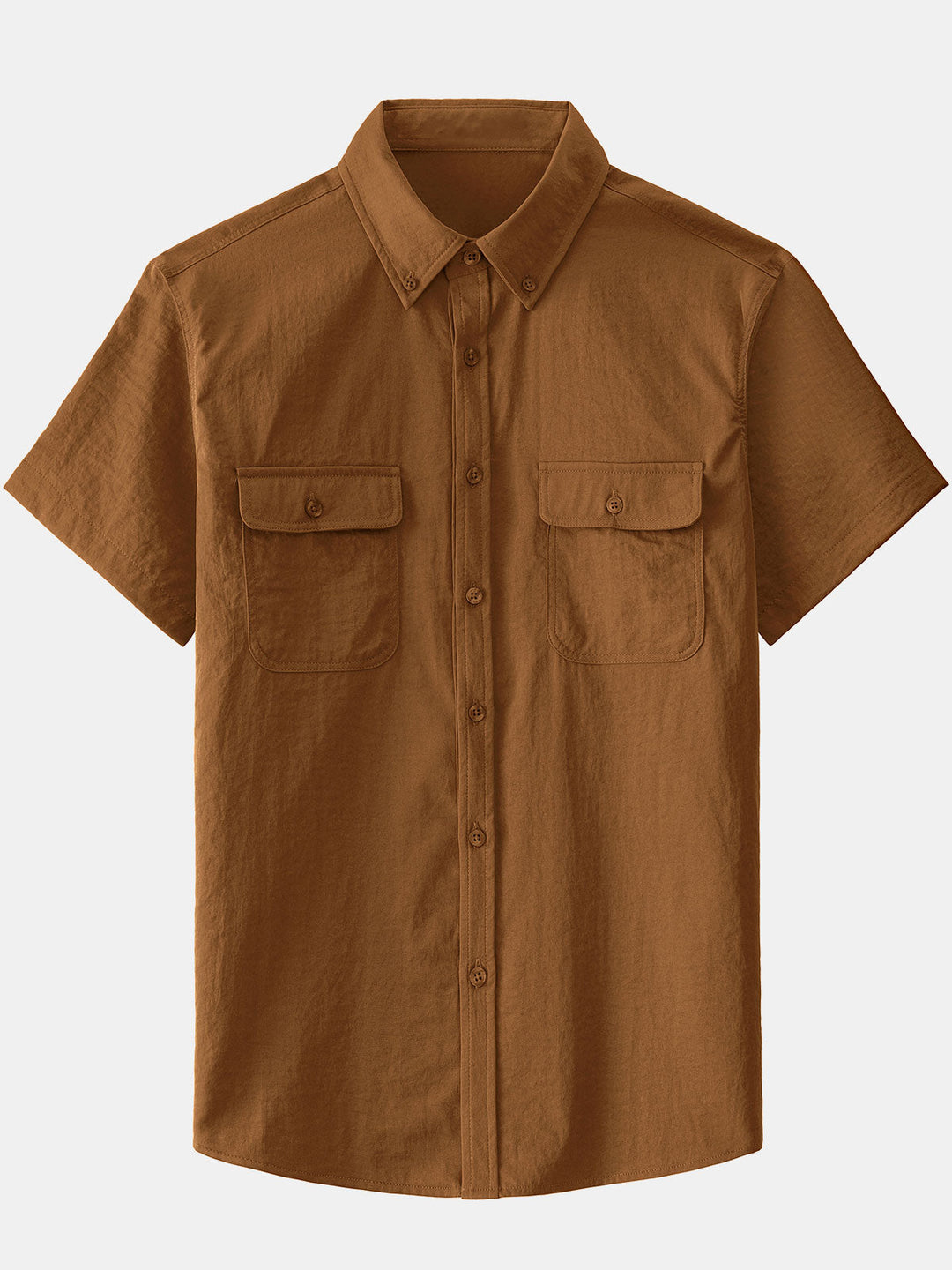 Chemise boutonnée décontractée à poches solides pour homme