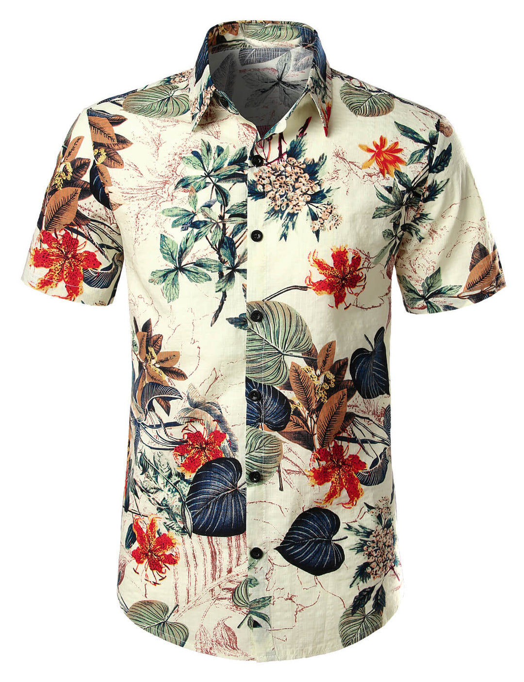 Chemise hawaïenne tropicale en coton à fleurs pour hommes