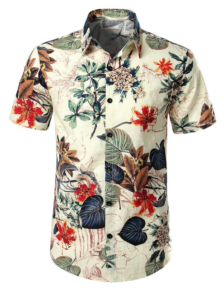 Chemise hawaïenne tropicale en coton à fleurs pour hommes