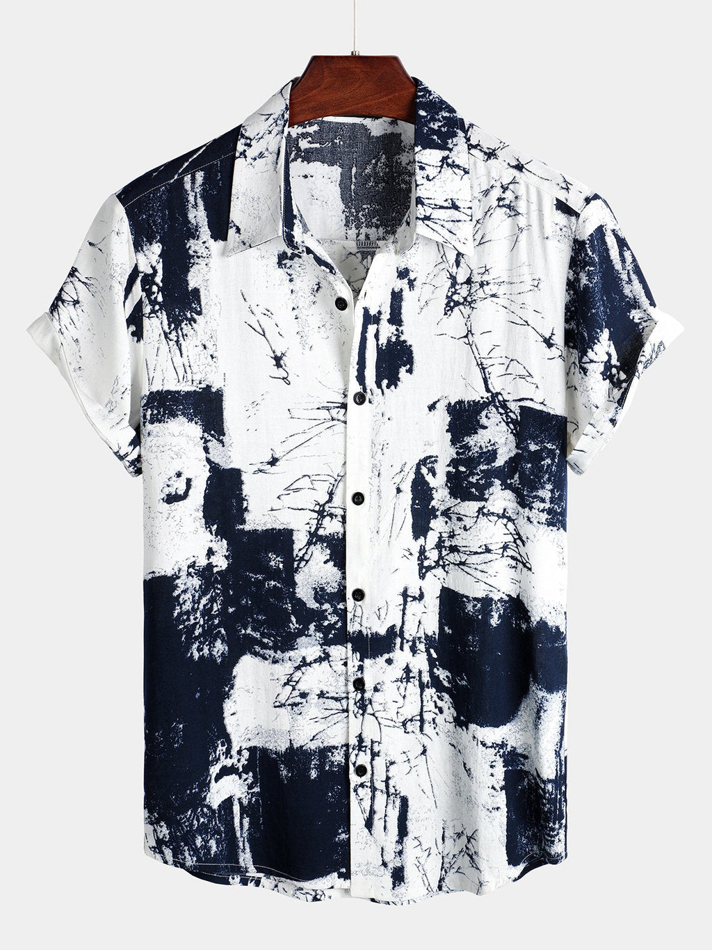 Chemise Casual à Manches Courtes Rétro pour Homme