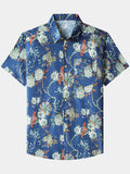 Chemise Homme à Imprimé Floral à Manches Courtes, Respirante et Fraîche