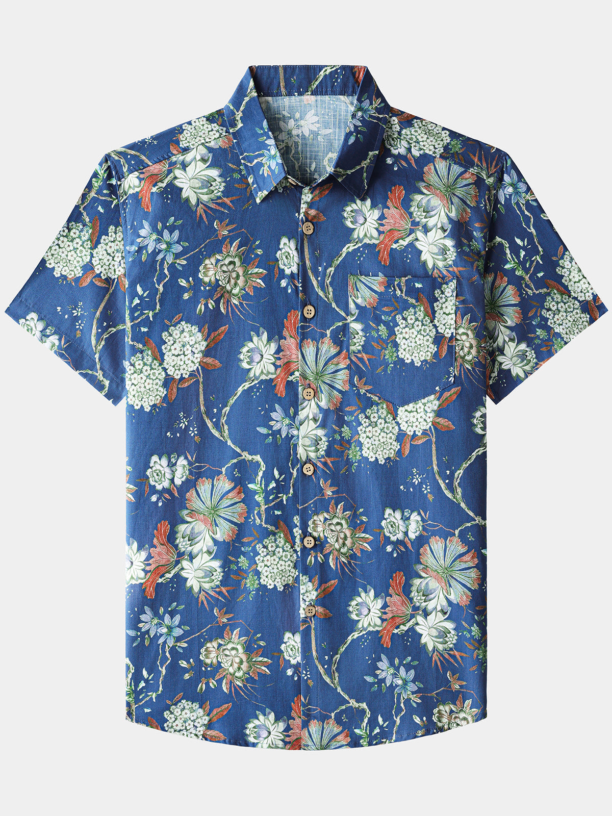 Chemise Homme à Imprimé Floral à Manches Courtes, Respirante et Fraîche