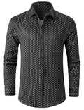 Chemise à manches longues noire à imprimé géométrique rétro pour homme