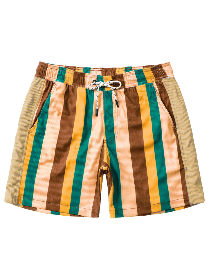 Short de plage rayé rétro décontracté pour hommes