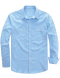 Chemise boutonnée à manches longues et poches décontractées pour homme