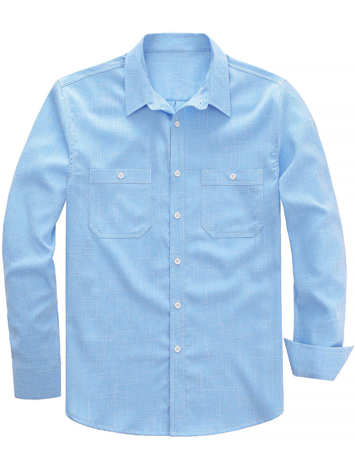 Chemise boutonnée à manches longues et poches décontractées pour homme
