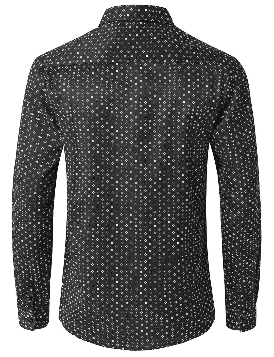 Chemise à manches longues noire à imprimé géométrique rétro pour homme