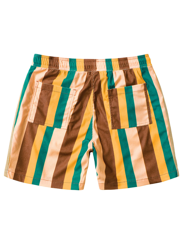 Short de plage rayé rétro décontracté pour hommes