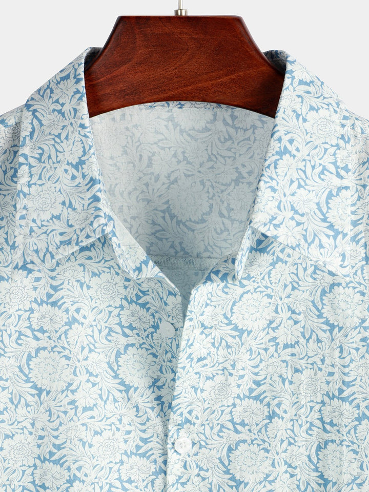 Chemise en coton à imprimé floral pour homme
