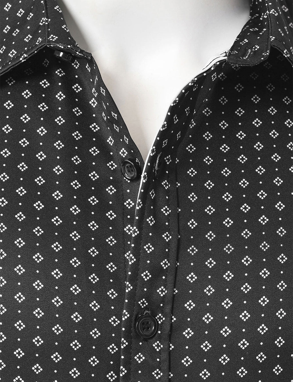 Chemise à manches longues noire à imprimé géométrique rétro pour homme