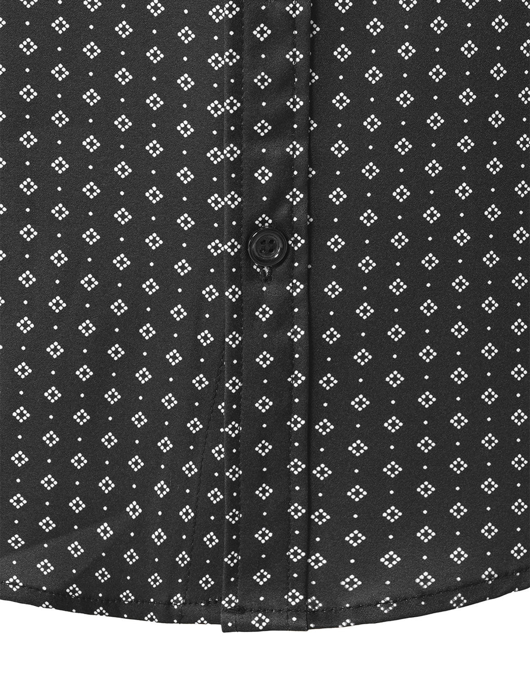 Chemise à manches longues noire à imprimé géométrique rétro pour homme