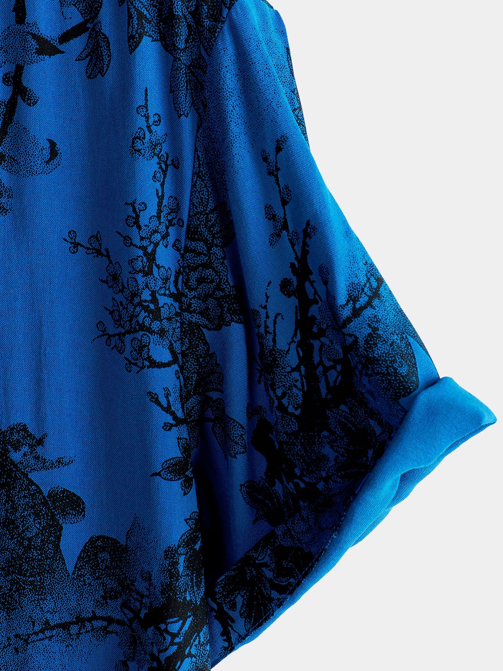 Chemise hawaïenne à manches courtes et boutons respirante pour homme, motif floral vintage bleu, pour les vacances d'été