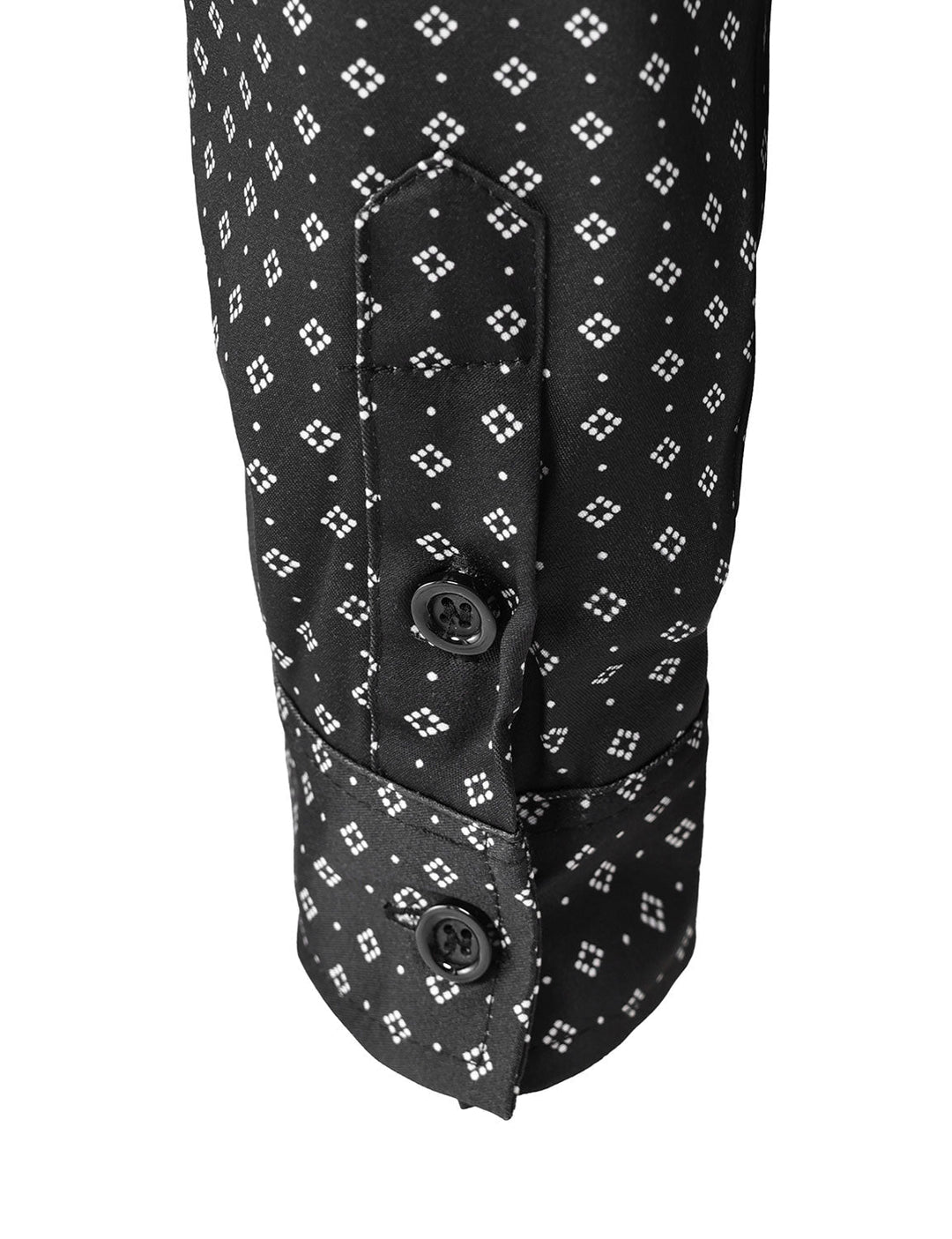 Chemise à manches longues noire à imprimé géométrique rétro pour homme
