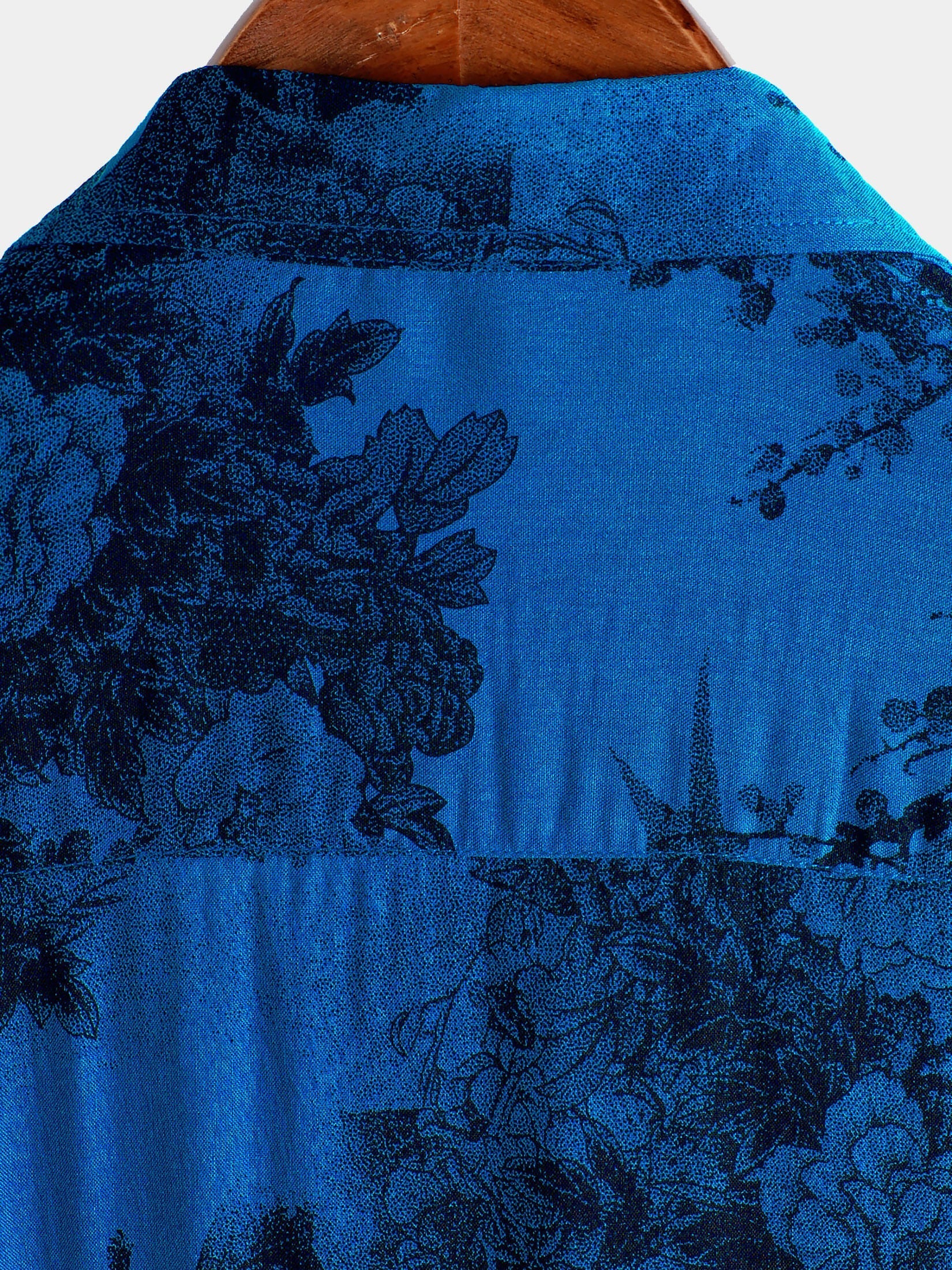 Chemise hawaïenne à manches courtes et boutons respirante pour homme, motif floral vintage bleu, pour les vacances d'été